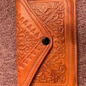 Cute brown wallet, embossed floral inspired design